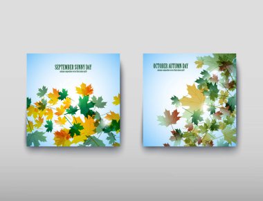 Resimde sonbahar natürmort. Akçaağaç yaprakları. Vektör arka plan