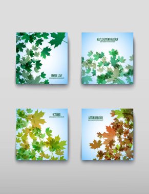 Resimde sonbahar natürmort. Akçaağaç yaprakları. Vektör arka plan