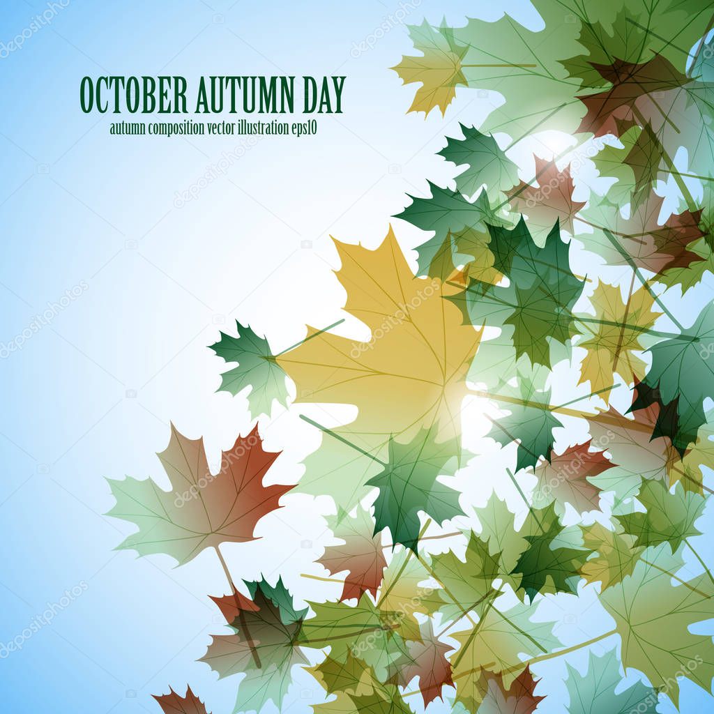 Illustration autumn still life. Maple leaves. Vector background