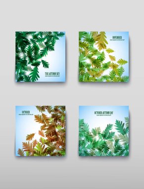 Resimde sonbahar natürmort. Meşe yaprağı. Vektör arka plan