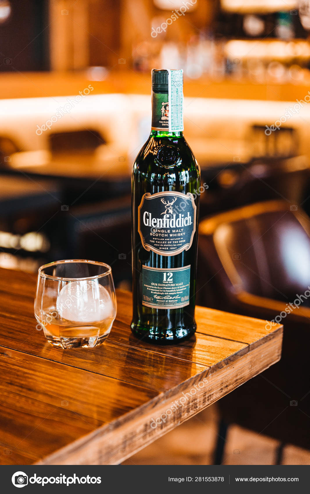 Single Malt Scotch Whisky Green Glass Bottle Whiskey Sphere Ice