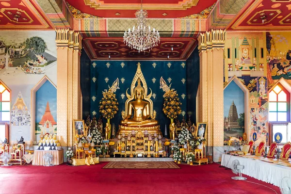 Interior Thai Monastery Thai Temple Decorated Thai Art Golde Lord — Stock Photo, Image