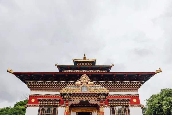 Colorida Fachada Decorada Estilo Butanés Del Real Monasterio Bután Con —  Fotos de Stock