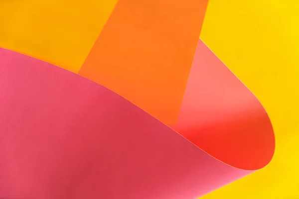 Papeles Abstractos Color Rosa Naranja Amarillo Que Doblan Forma Abstracta — Foto de Stock