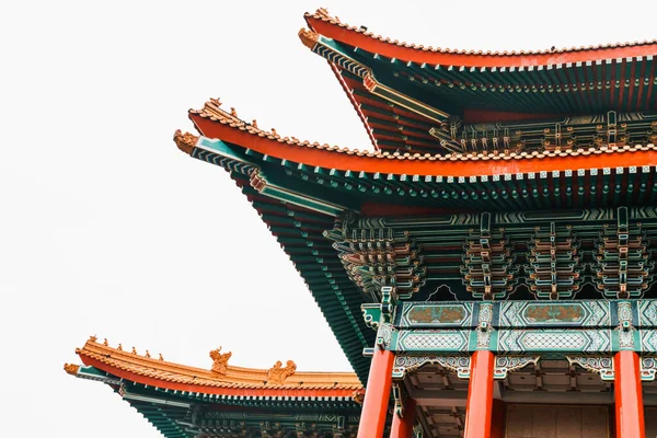 Close-up of National Theater Hall of Taiwan by the main gate on the right at National Taiwan Democracy Square of Chiang Kai-Shek Memorial Hall, travel destination in Taipei, Taiwan.