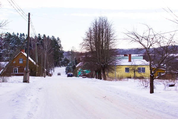 Utsikt Över Lettisk Natur Och Liten Stad Vinter — Stockfoto