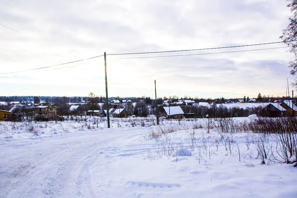 Výhled Lesy Malé Město Zimě — Stock fotografie