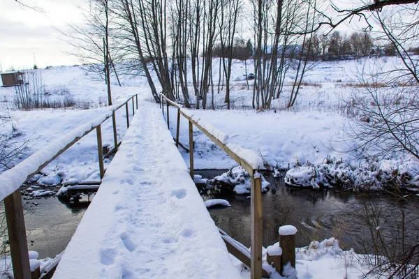 Vistas Naturaleza Letona Pequeña Ciudad Invierno — Foto de Stock