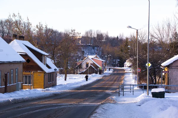 Vedute Della Natura Lettone Piccola Città Inverno — Foto Stock