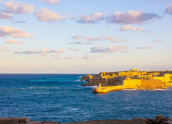 Panorama Valletta Malta Moře Krásnou Přírodou — Stock fotografie