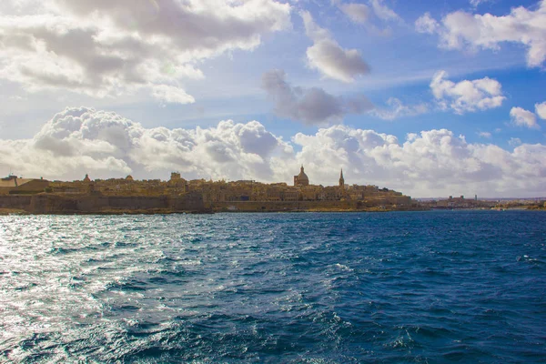 Panoráma Valletta Málta Tenger Gyönyörű Kilátást Nyújtanak Természetre — Stock Fotó