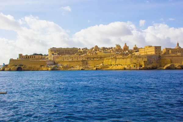 Panoráma Valletta Málta Tenger Gyönyörű Kilátást Nyújtanak Természetre — Stock Fotó