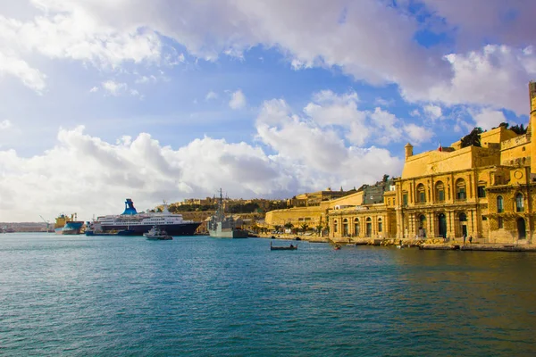 Panoráma Valletta Málta Tenger Gyönyörű Kilátást Nyújtanak Természetre — Stock Fotó