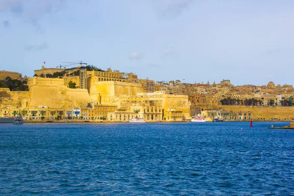 Panoráma Valletta Málta Tenger Gyönyörű Kilátást Nyújtanak Természetre — Stock Fotó