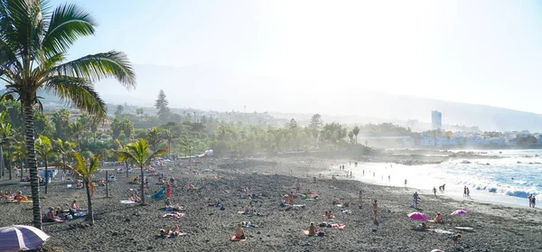 Berömda Beach Playa Jardin Med Svart Sand Puerto Cruz Teneriffa — Stockfoto
