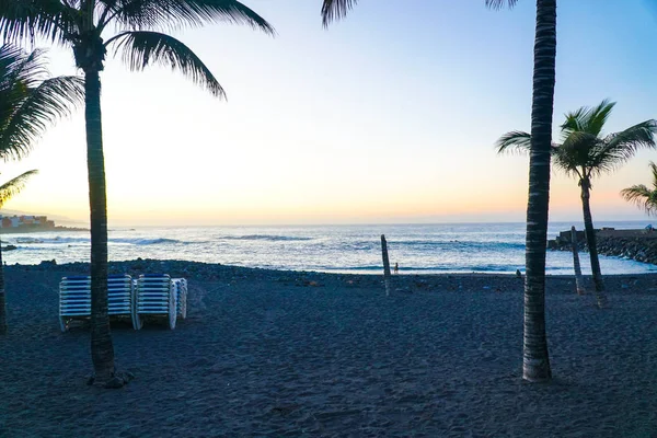 Berömda Beach Playa Jardin Med Svart Sand Puerto Cruz Teneriffa — Stockfoto