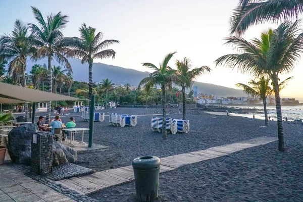 Berömda Beach Playa Jardin Med Svart Sand Puerto Cruz Teneriffa — Stockfoto