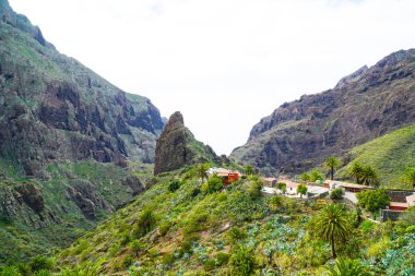 Tenerife, Kanarya adası / Tenerife dönüm noktası manzara geçit ve köy 