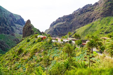 Tenerife, Kanarya adası / Tenerife dönüm noktası manzara geçit ve köy 