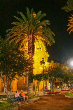Puerto de la Cruz gece görünümü, Tenerife İspanya