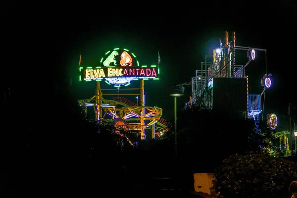 Vista Nocturna Del Puerto Cruz Tenerife España —  Fotos de Stock