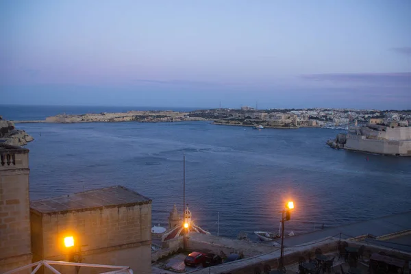 Dezembro 2017 Fotografia Noturna Ruas Icônicas Valletta Época Natal Ilha — Fotografia de Stock