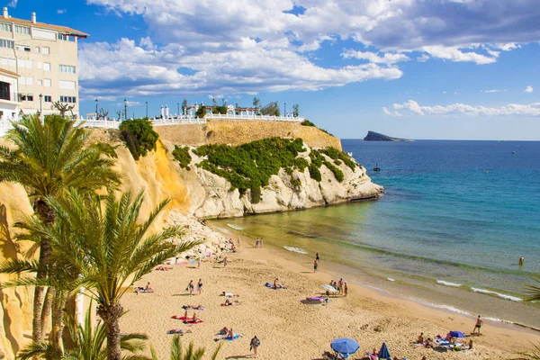 Benidorm Alicante palmiye ağaçları ile İspanya'da playa del Mal Pas plaj 