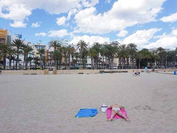 Hermosa Playa Benidorm Alicante España Playa Localmente Conocida Como Playa — Foto de Stock