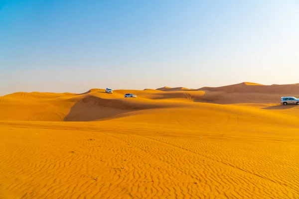 Dubai Deserto Safari Jeep Dune Cielo Giallo Del Deserto Deserto — Foto Stock