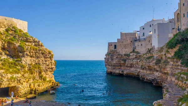 Aerial View Beach Lama Monachile Cala Porto Italian City Polignano — Stock Photo, Image