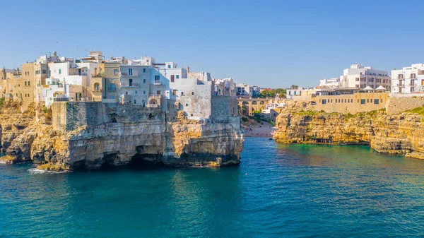 Aerial View Beach Lama Monachile Cala Porto Italian City Polignano — Stock Photo, Image