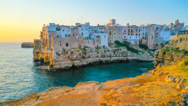 Aerial View Beach Lama Monachile Cala Porto Italian City Polignano — Stock Photo, Image