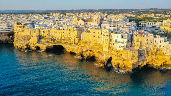 Flygvy Panorama Över Staden Polignano Mare — Stockfoto