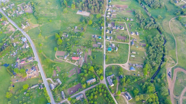 Vista Aérea Desde Dron Akniste Letonia Hermosos Paisajes Pequeños Campos —  Fotos de Stock