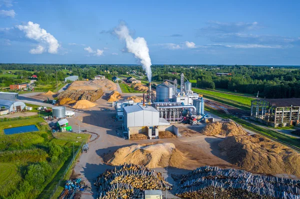 Ahşap fabrikasında drone 'dan hava görüntüsü 