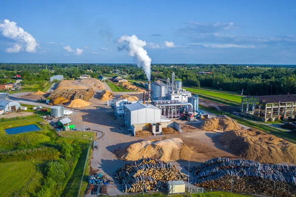 Ahşap fabrikasında drone 'dan hava görüntüsü 