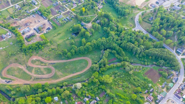 Luftbild Von Oben Aus Fliegender Drohne Auf Der Autostrecke — Stockfoto