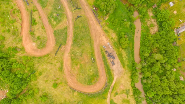 Luftbild Von Oben Aus Fliegender Drohne Auf Der Autostrecke — Stockfoto