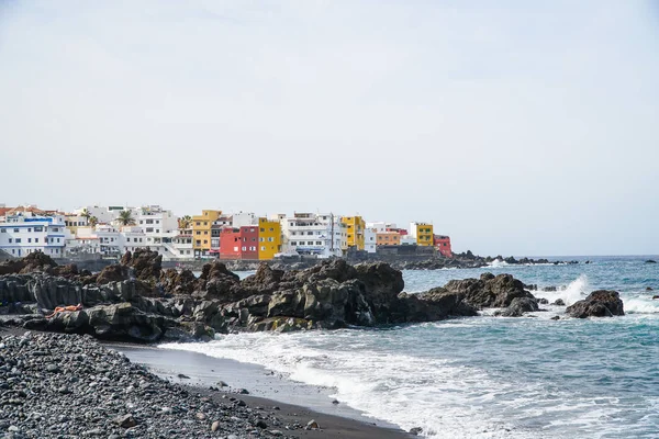 Teneryfa Hiszpania Słynna Plaża Playa Jardin Czarnym Piaskiem Puerto Cruz — Zdjęcie stockowe