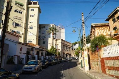  Malaga, İspanya 'da sokaklar ve evler