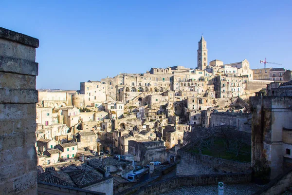 Matera Itália Vista Panorâmica Cidade Matera Itália Com Edifícios Históricos — Fotografia de Stock