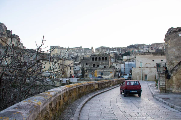 Matera Itálie Panoramatický Výhled Město Matera Itálii Historickými Budovami Památník — Stock fotografie