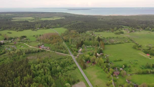 Smuk Panorama Antenne Video Fra Flyvende Drone Solrige Muhu Saare – Stock-video
