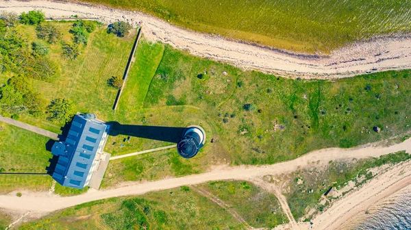 Vacker Panoramautsikt Foto Från Flygande Drönare Över Soliga Sorve Fyr — Stockfoto