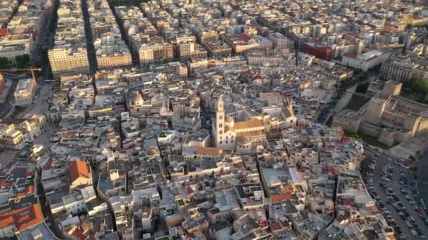 Belo Vídeo Aéreo Panorâmico Drone Voador Pôr Sol Para Cidade — Vídeo de Stock