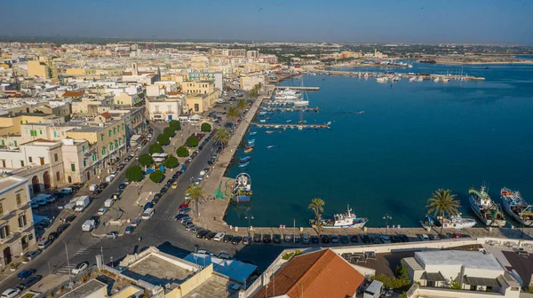 Beautiful Panoramic Aerial View Photo Flying Drone Molfetta Waterfront Old — стоковое фото