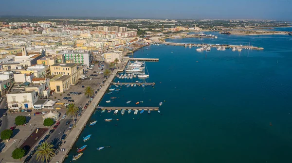 Beautiful Panoramic Aerial View Photo Flying Drone Molfetta Waterfront Old — стоковое фото