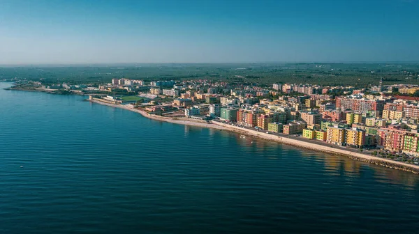 Krásná Panoramatický Letecký Pohled Fotografie Létání Drone Nábřeží Molfetta Staré Stock Fotografie