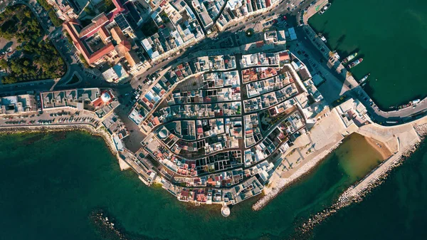 Frumoasă Vedere Aeriană Panoramică Fotografie Drona Zburătoare Malul Mării Molfetta Fotografie de stoc