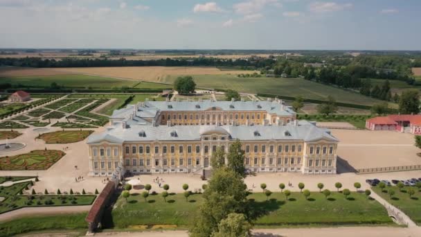 Прекрасне Панорамне Відео Повітряного Дрона Rundale Rundle Палаці Сади Побудовані — стокове відео